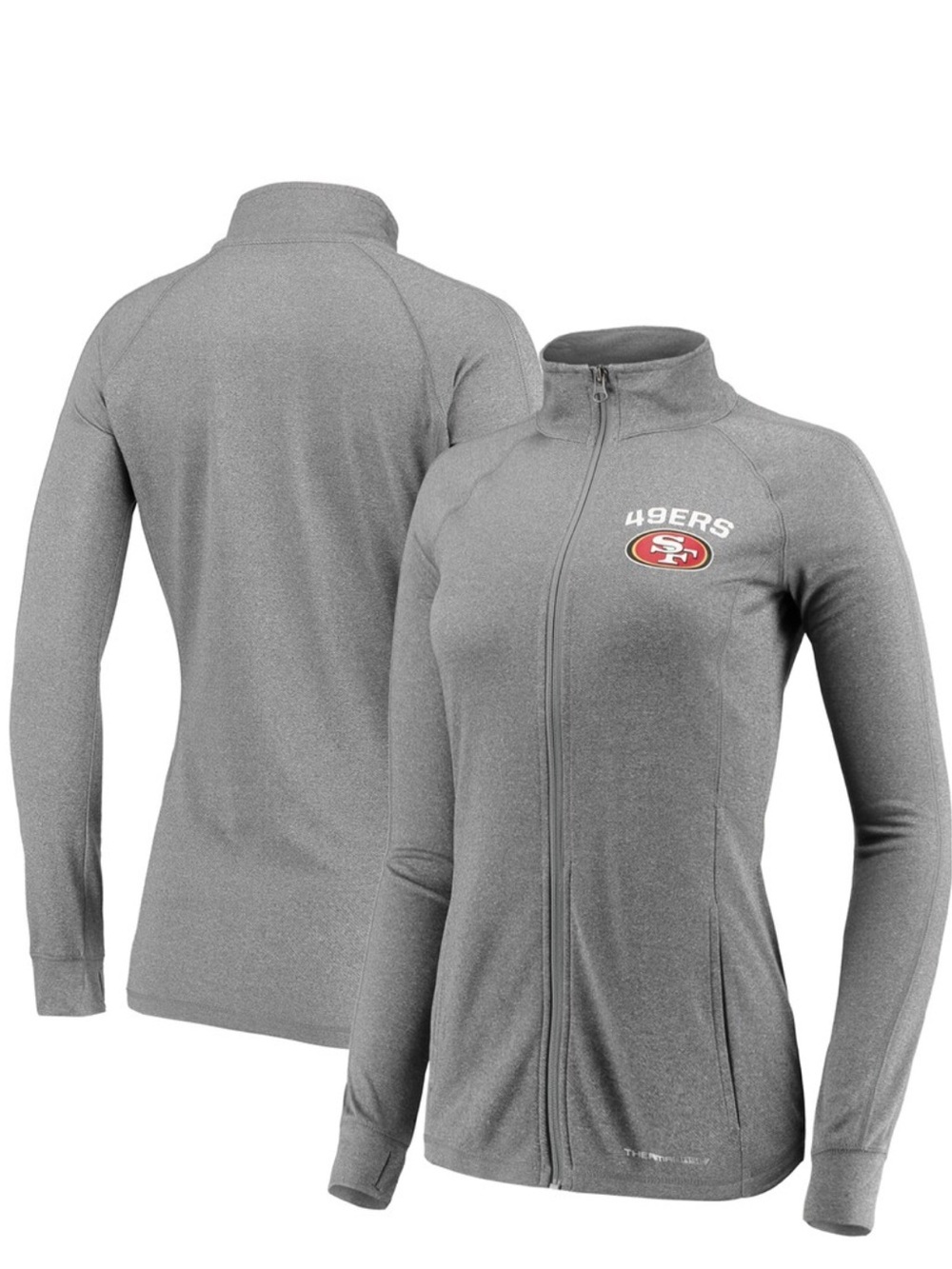 Magestic Women's Grey SF 49ers Count the Wins Therma Base Full Zip Jacket Size L